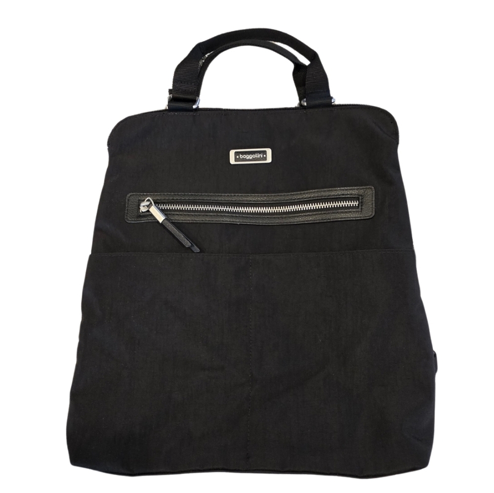 Baggallini Jessica Black And Silver Convertible Backpack Tote